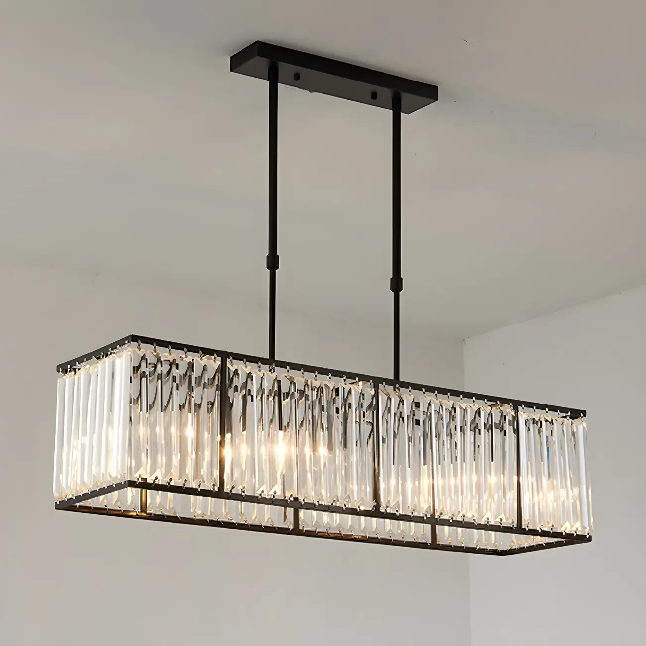 Luxury Crystal Gold Rectangle Island Pendant Light