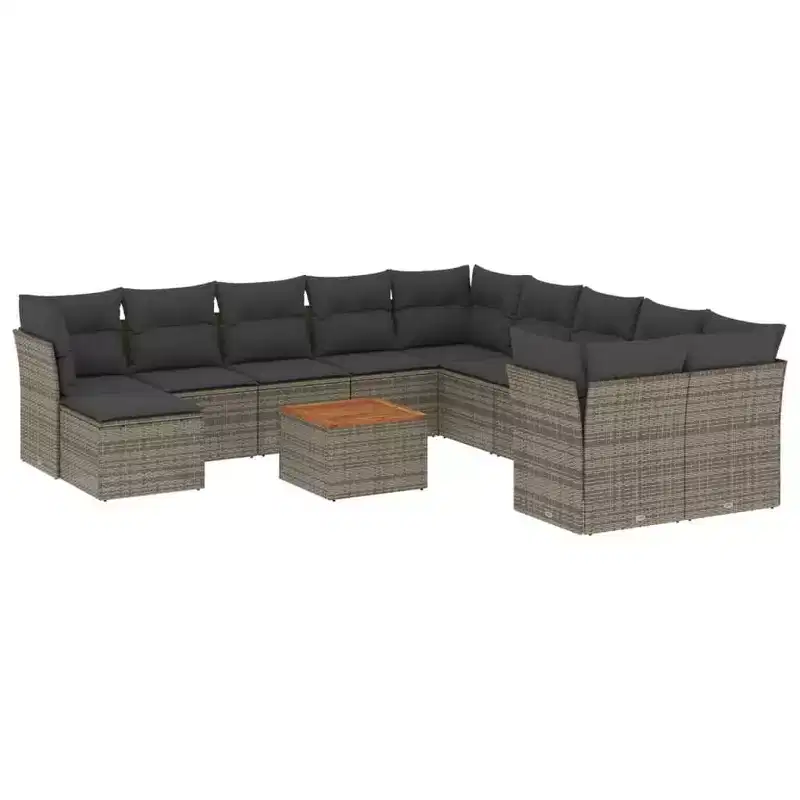 vidaXL Patio Sofa Set with Cushions Outdoor Furniture 12 Piece Poly Rattan