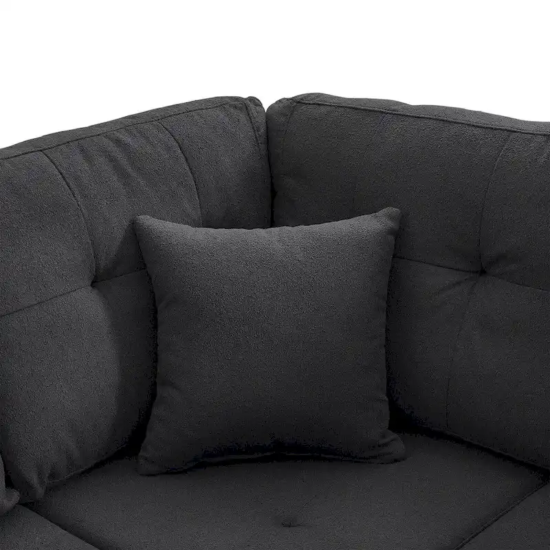 Linen L-shaped Modular Sectional Sofa with Cushions