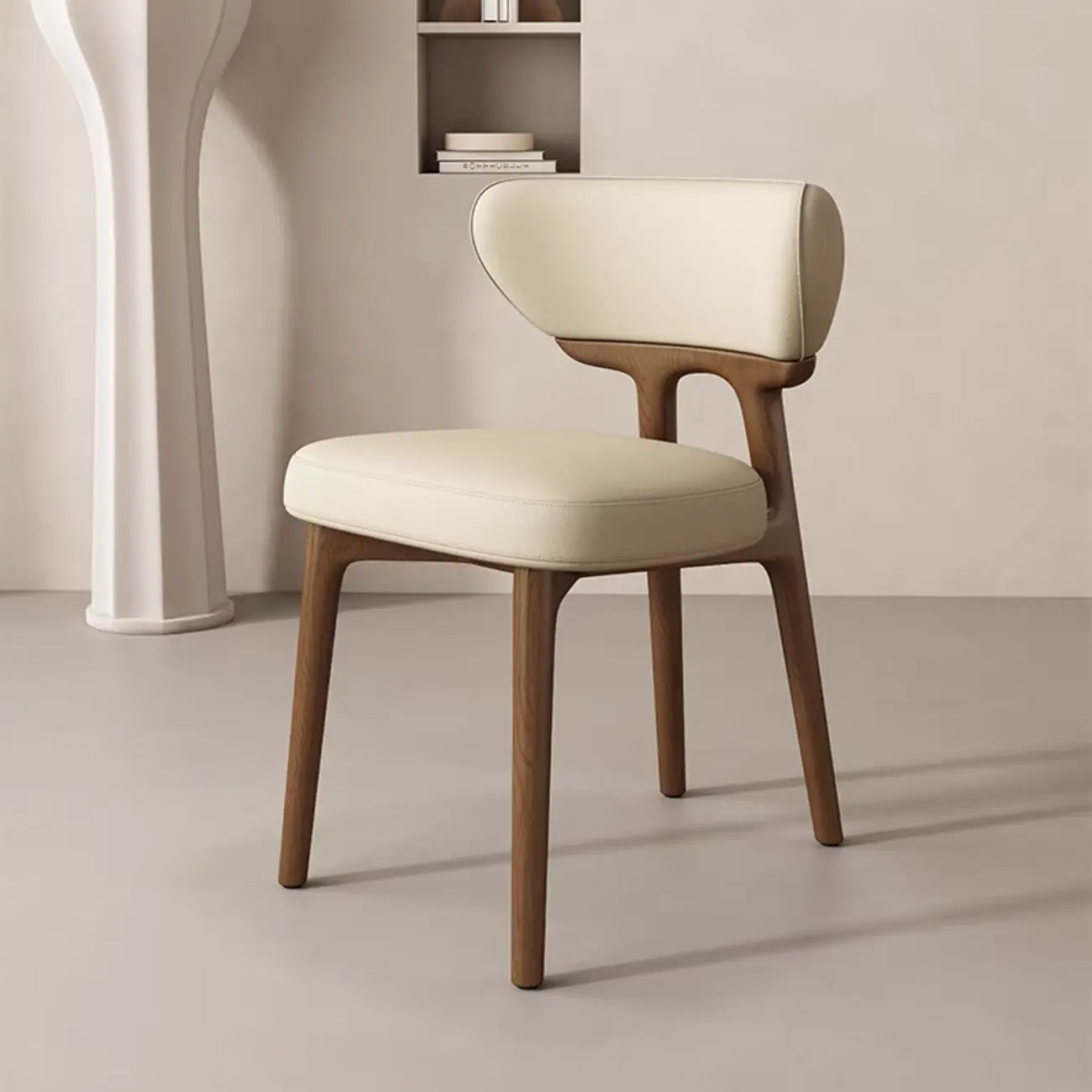 Scandinavian Low Back Upholstered Wood Dining Chair