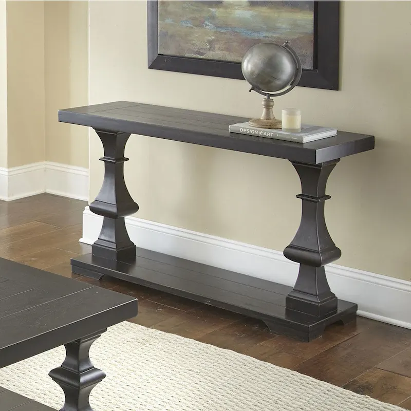 Ebony Console Table, Traditional Style