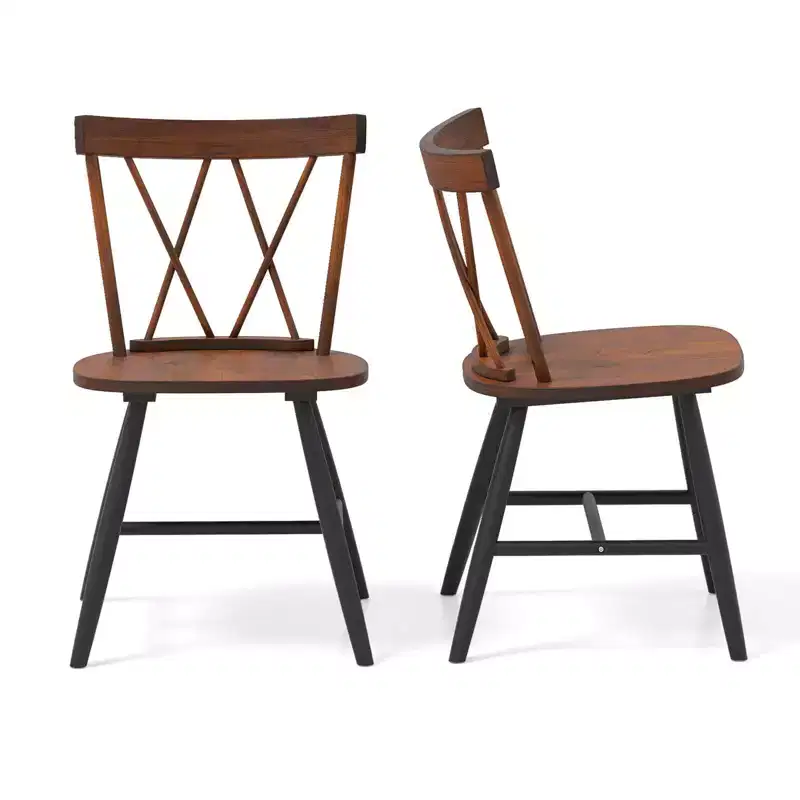 Costway Dining Chairs Set of 2/4 Farmhouse Kitchen Chair with Rubber Wood Frame,