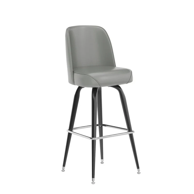 Metal Barstool with Swivel Vinyl Upholstered Bucket Seat and Footrest - 18.5D x 18.5W x 42.5H