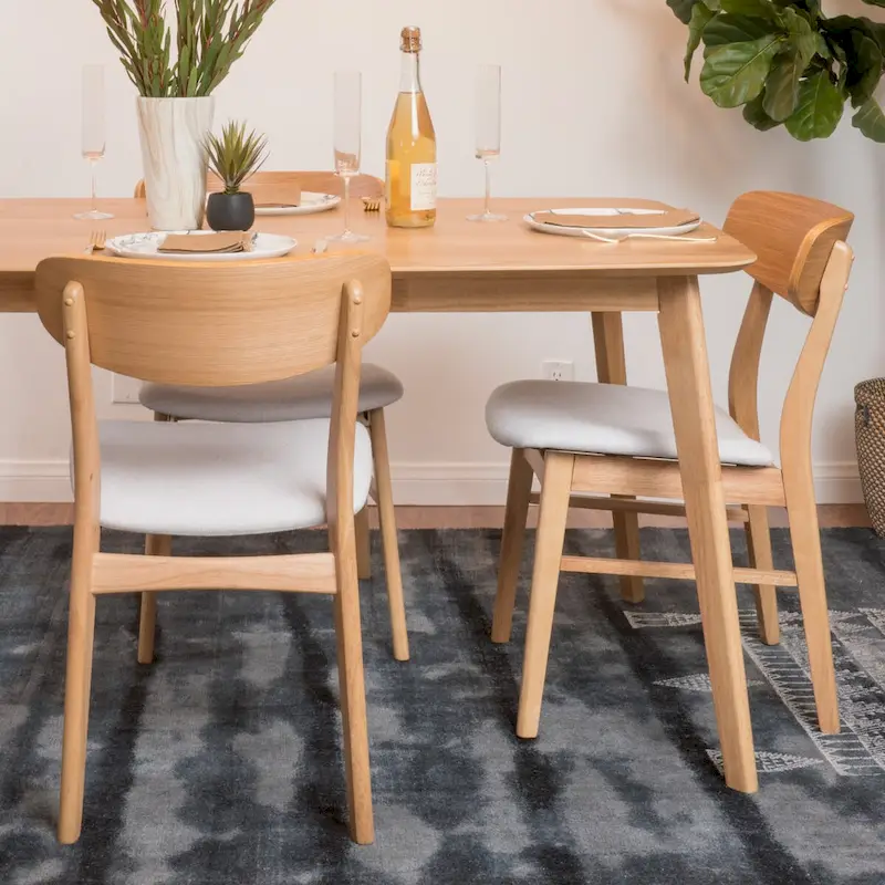 Upholstered Dining Chair, Mid-Century Style, Set of 2 (Dark Grey / Light Beige)