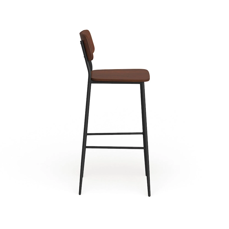 Industrial Barstool with Steel Frame and Rustic Wood Seat