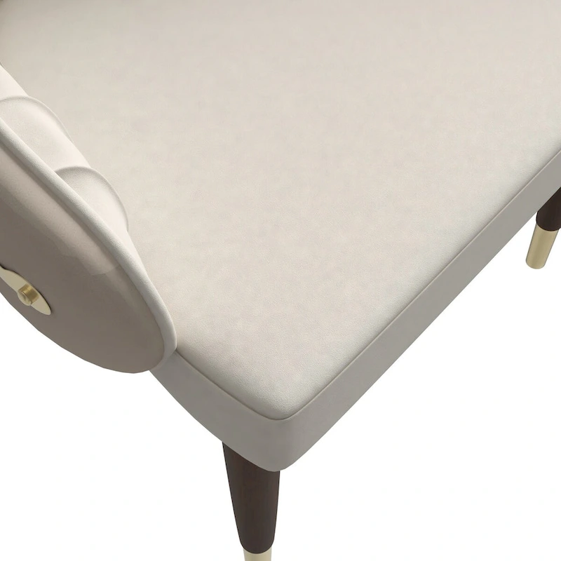 Leather Dining Chair with a Ripple Back and Gold Accents Design Elara Collection