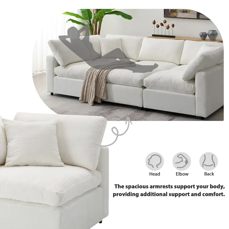 Modern Modular Cloud Sofa Bed with 6 Seat Sectional Couch Set