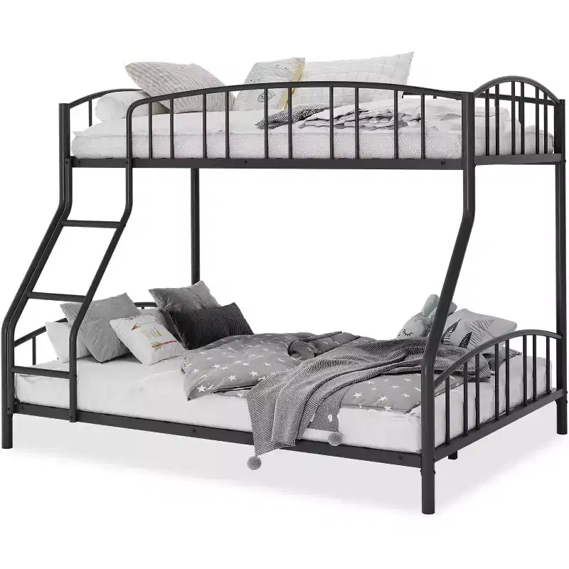Twin Over Full Metal Bunk Bed, Space Saving Heavy Duty Steel Frame With Arched Guardrail And Ladder, Easy Assembly, No Box Spring Needed