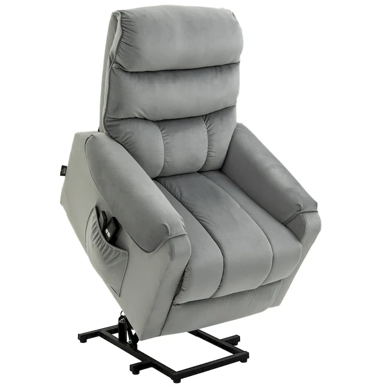 HOMCOM Electric Power Lift Recliner, Upholstered Vibration Massage Chair with Remote Control