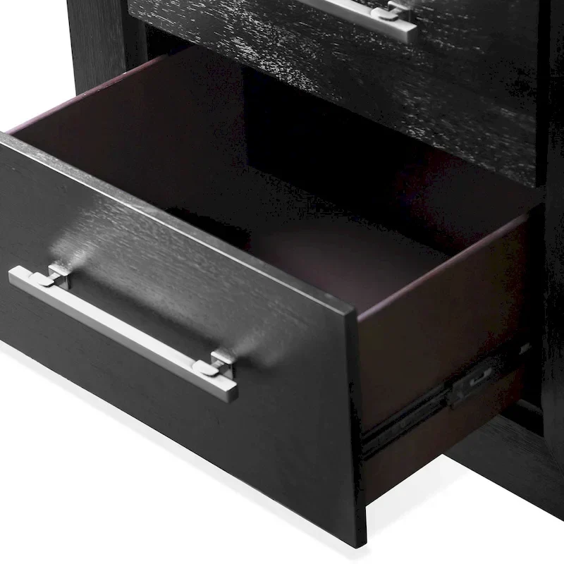 Furniture of America Alaric Modern Black Solid Wood 6-Piece King Bedroom Set Cedar-Lined Bottom Drawer