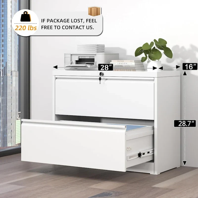 2-Drawer Metal Lateral Filing Cabinet with Lock