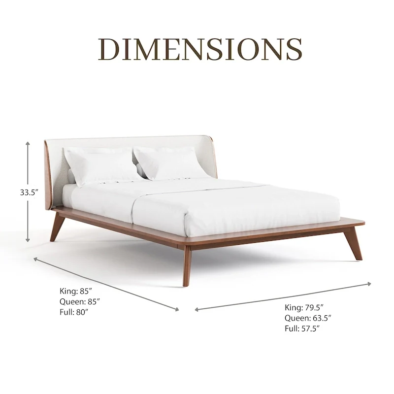 Furniture of America Beau Midcentury 3-Piece Boucle Wingback Low Profile Bedroom Set