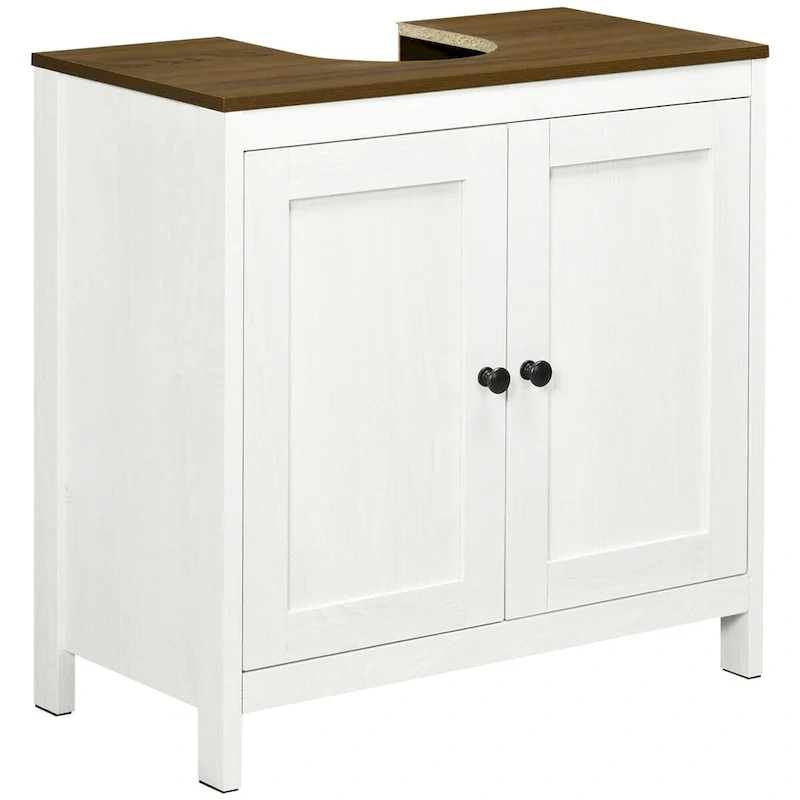 Bathroom Sink Cabinet, Floor Standing Under Sink Cabinet, Freestanding Storage Cupboard with Adjustable Shelf, Double Doors