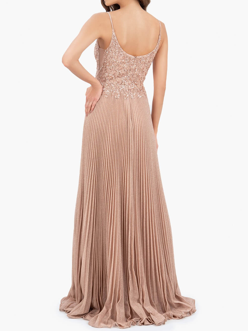 Rose Pink A-line Floor Length Glitter Jersey Prom Dress with Appliques and Sequins