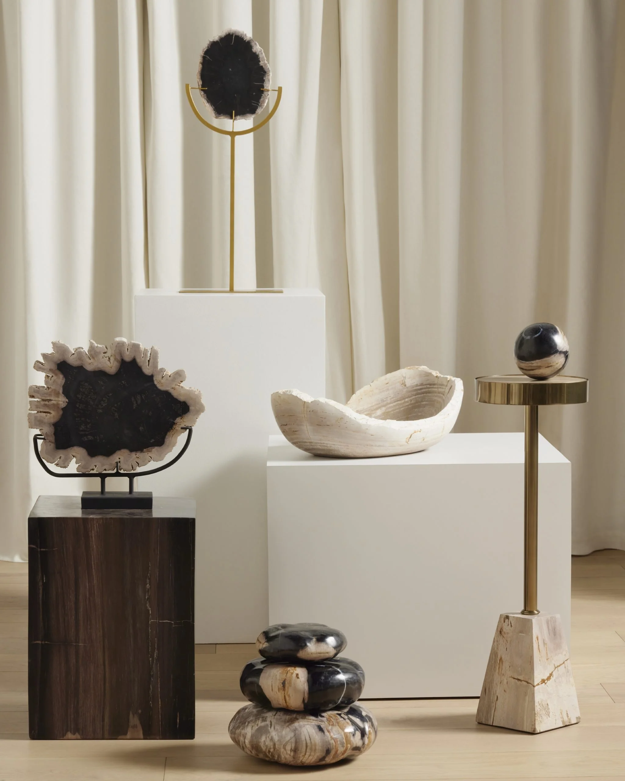 BUCK END TABLE-DARK PETRIFIED WOOD