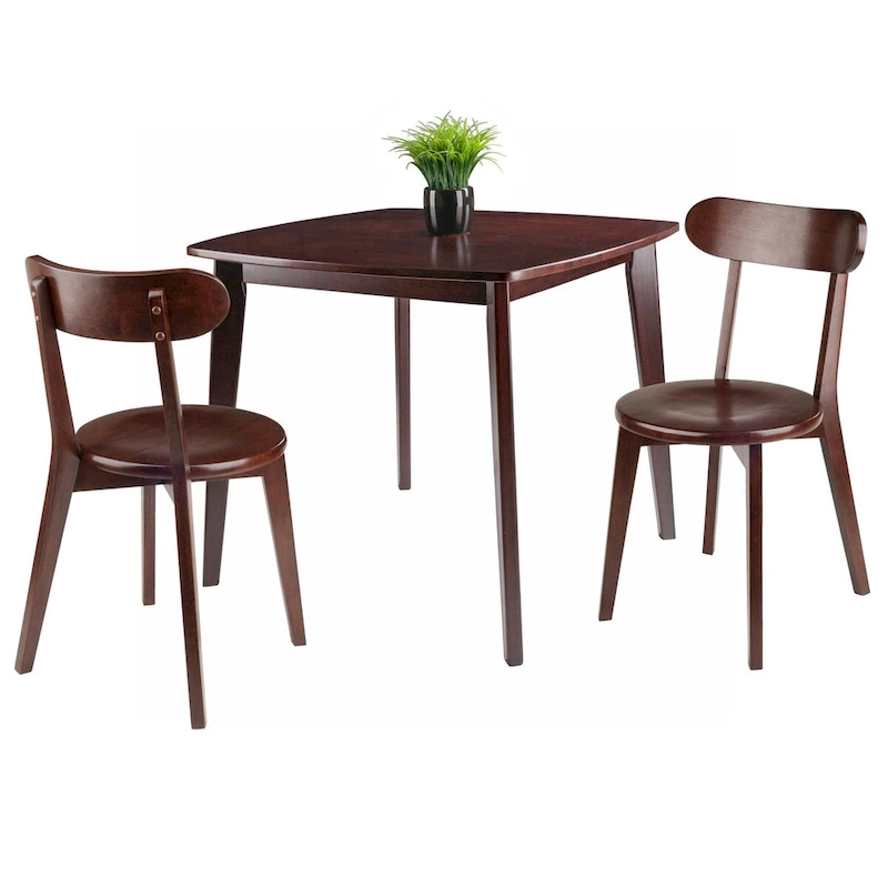 Dining Table with H-Leg Chairs, Walnut