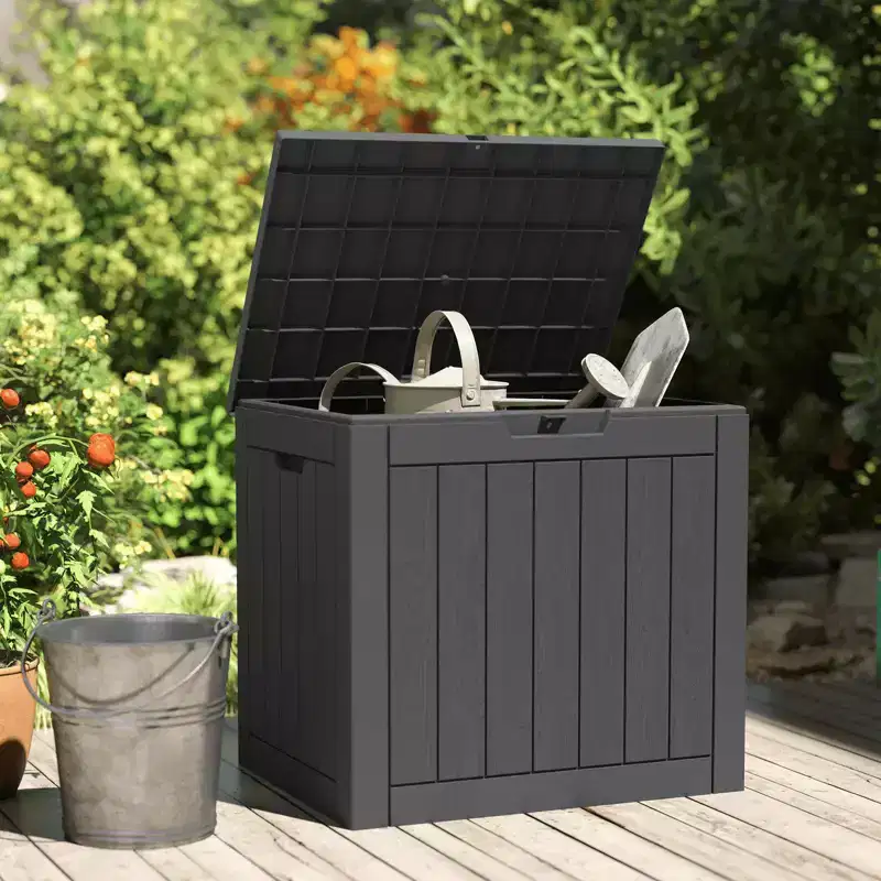 MAYEERTY 31 Gallon Deck Box Weatherproof Resin Lockable for Outdoor and Indoor Storage