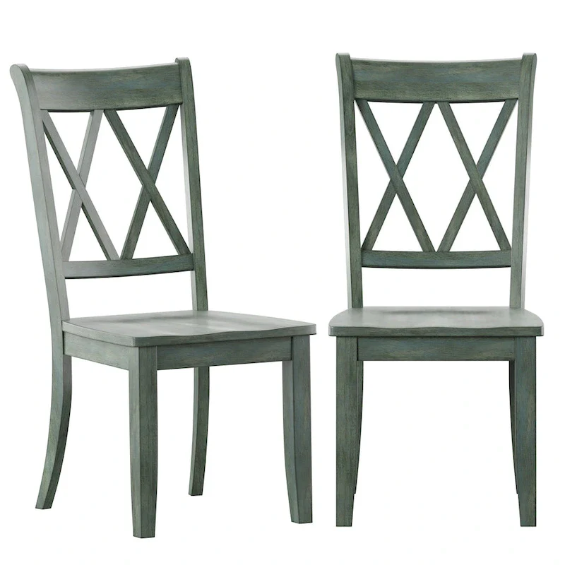 Ronda Double X Back Wood Dining Chairs (Set of 2)