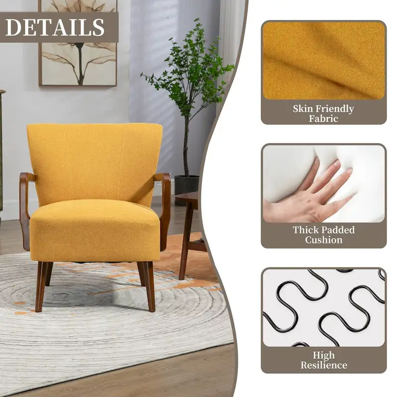 Modern chairs in the living room, wooden frame armchairs