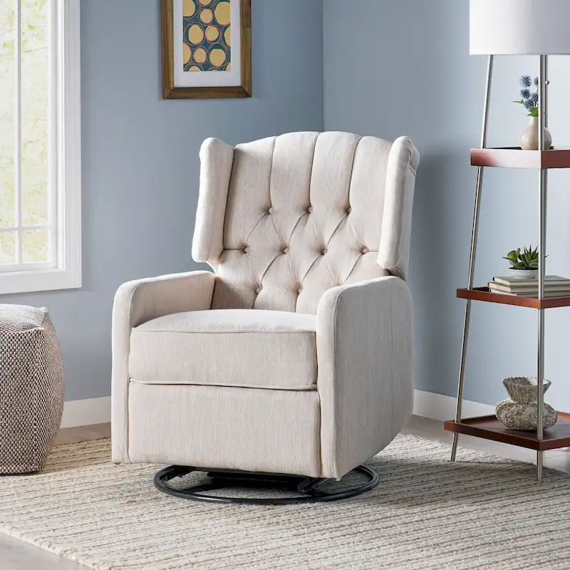 Tufted Wingback Swivel Recliner