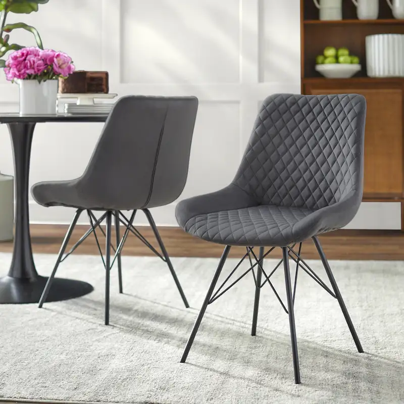 angelo:HOME Kavitt Mid-century Modern Velvet 5-piece Round Dining Set