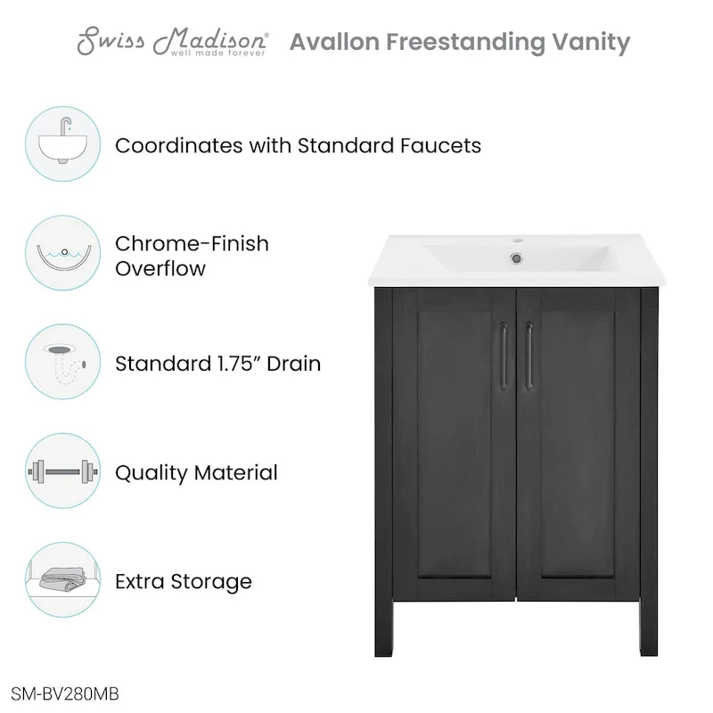 Avallon 24  Bathroom Vanity in Matte Black