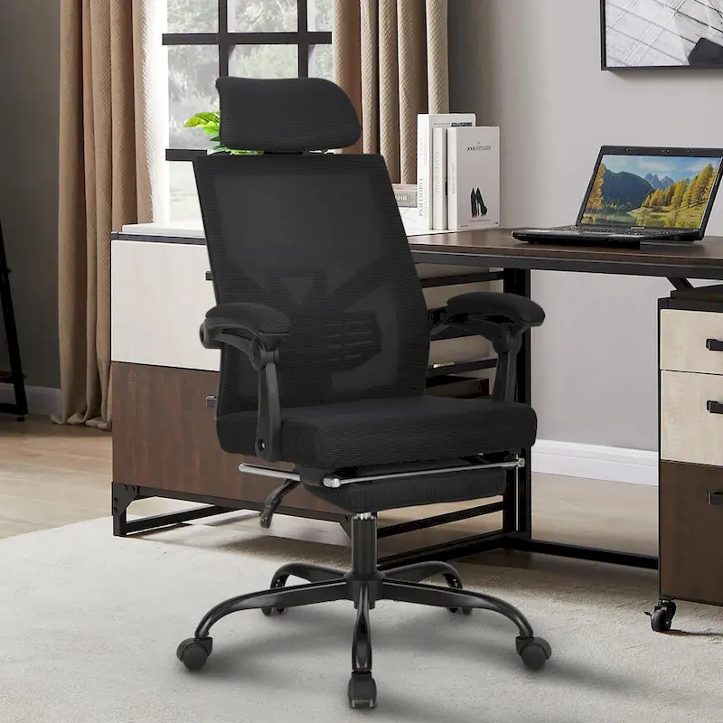 Office Chair With Foot Rest Ergonomic Swivel Mesh Task Office Chair