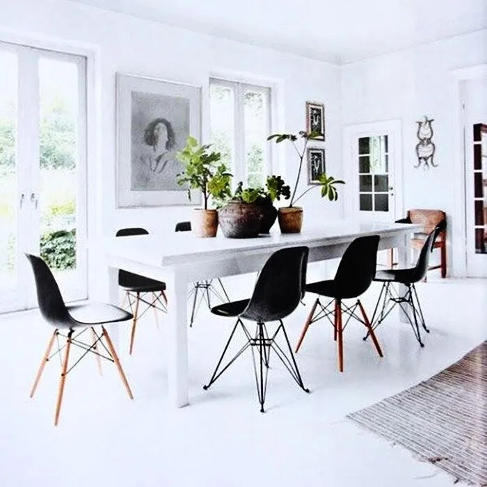Modern Matte Plastic Accent Dining Chair with Black Wire Chrome Legs