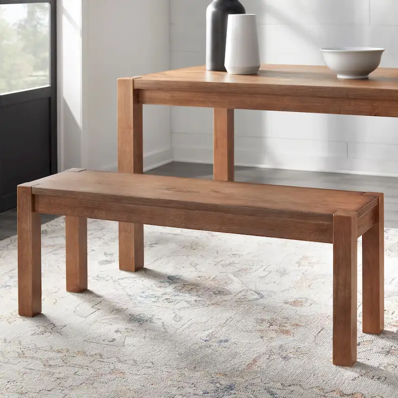 Brown / Black Rustic Dining Bench, Seats 2–3