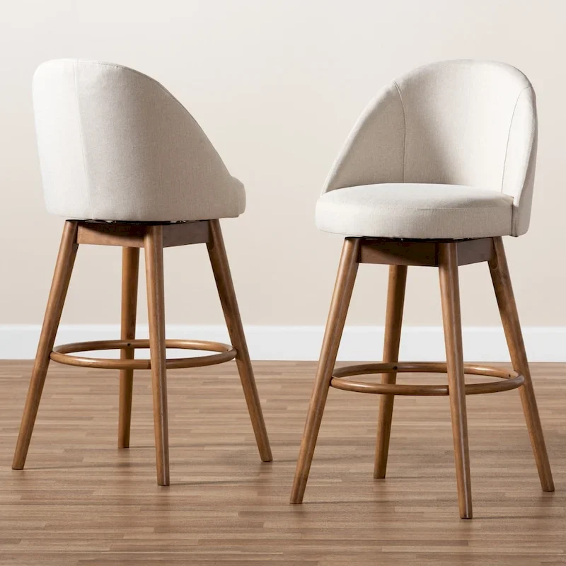 Mid-Century Modern Swivel 2-Piece Bar Stool Set