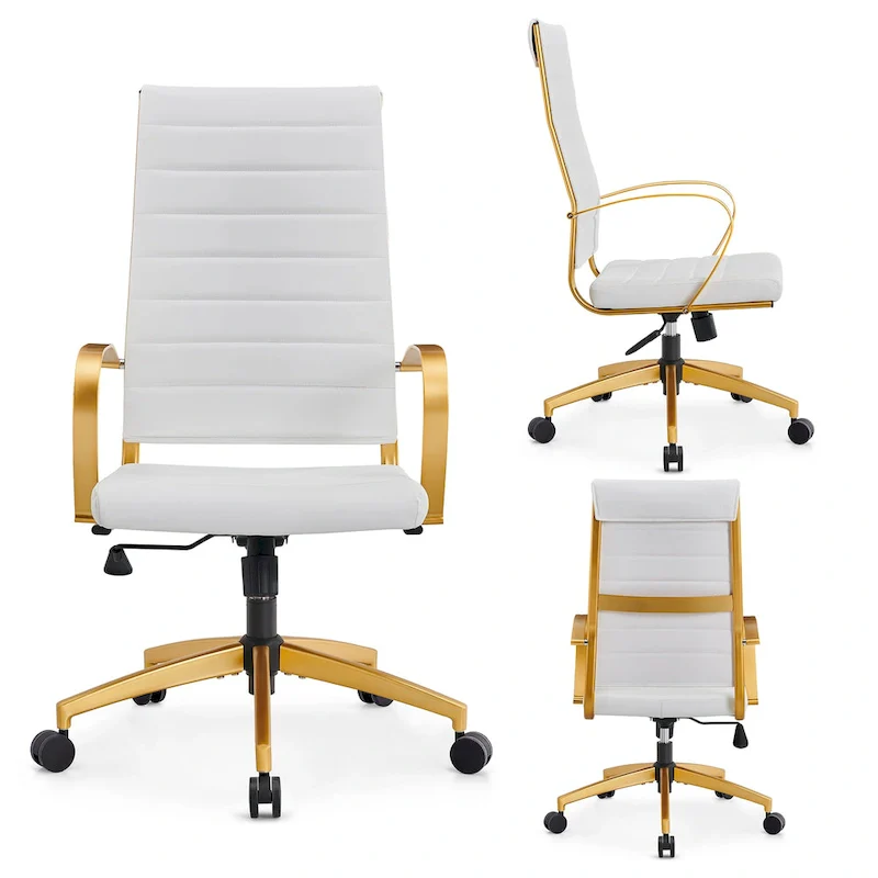 CAROCC Ribbed Computer Office Chair Adjustable Swivel High Back Desk Chair