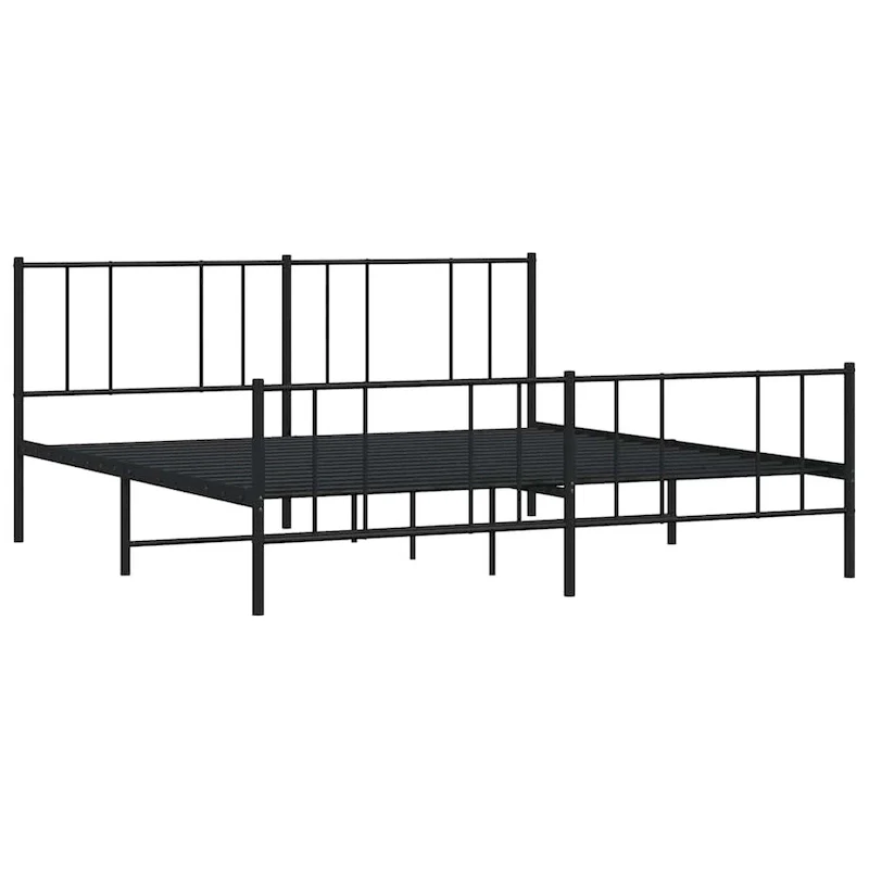 vidaXL Metal Bed Frame with Headboard, No Mattress