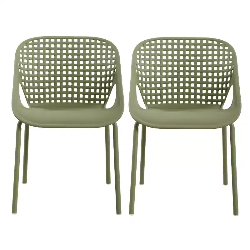 Christopher Knight Home Chaitanya Modern Patio Iron and Plastic Chairs (Set of 2)