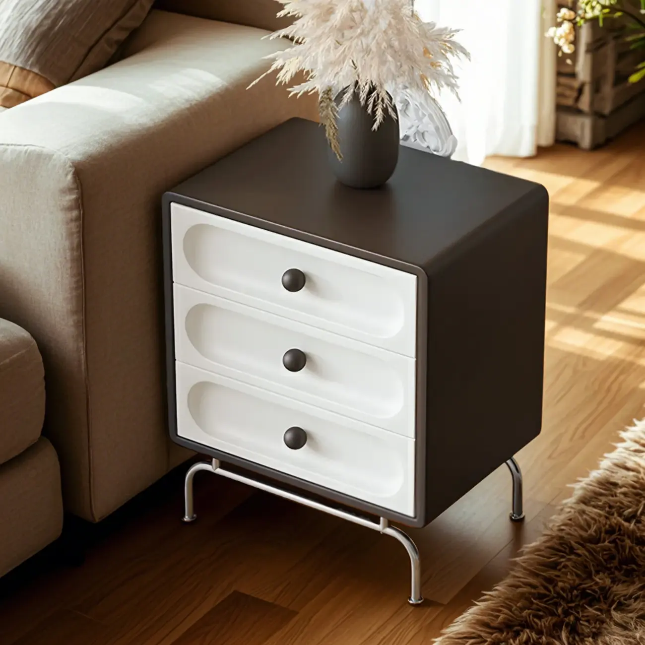 Stylish White Wooden Double Dresser with Soft-Close Drawers