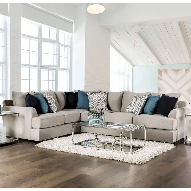 Ilka Transitional Chenille L-Shaped Flared Arms Sectional by