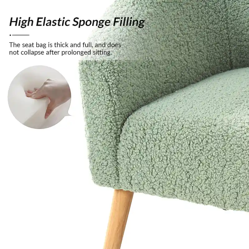 Modern Boucle Armchair with Solid Wood Legs, Set of 2