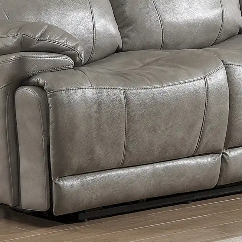 Grey Italian Leather Contemporary Power Reclining Sofa
