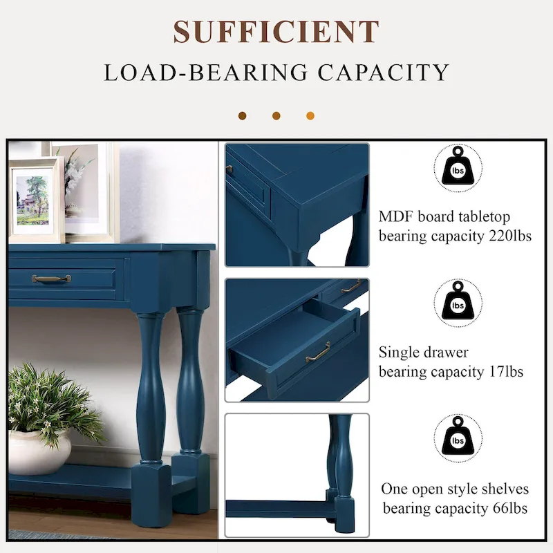 63inch Long Wood Console Table with 3 Drawers