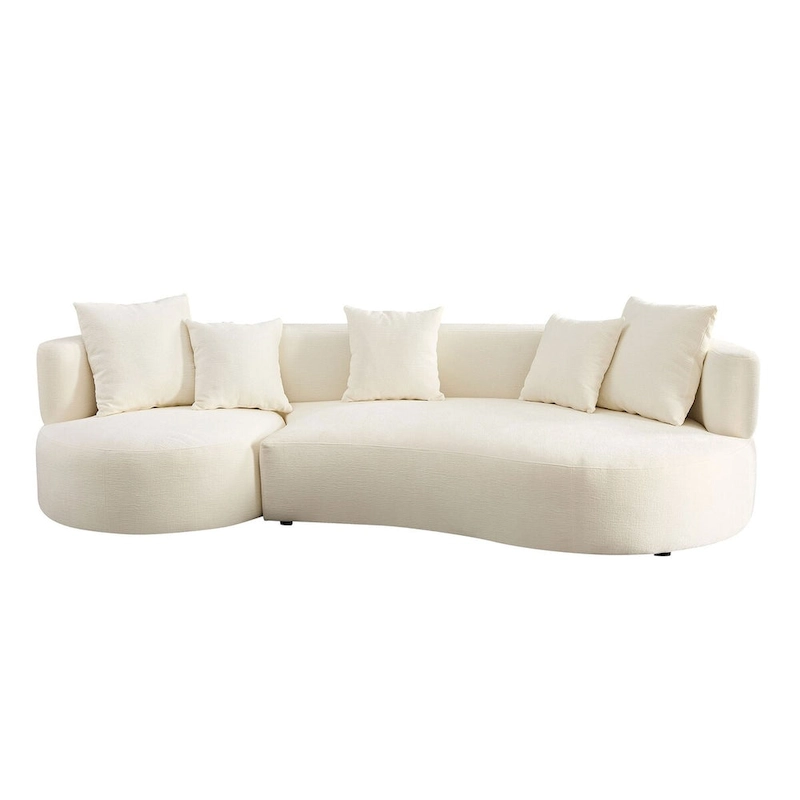 Modern 2 in 1 Sectional Curved Rotatable Sofa Couch, Swivel 360 Comfy 4-Seat Upholstered Sofa