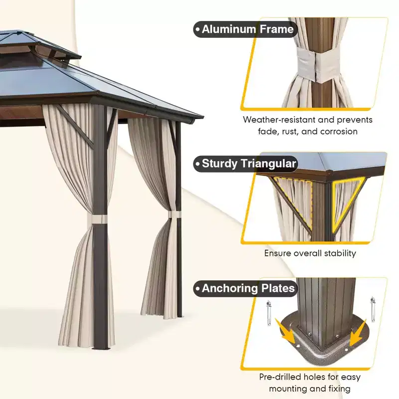 EROMMY Aluminum Patio Gazebo