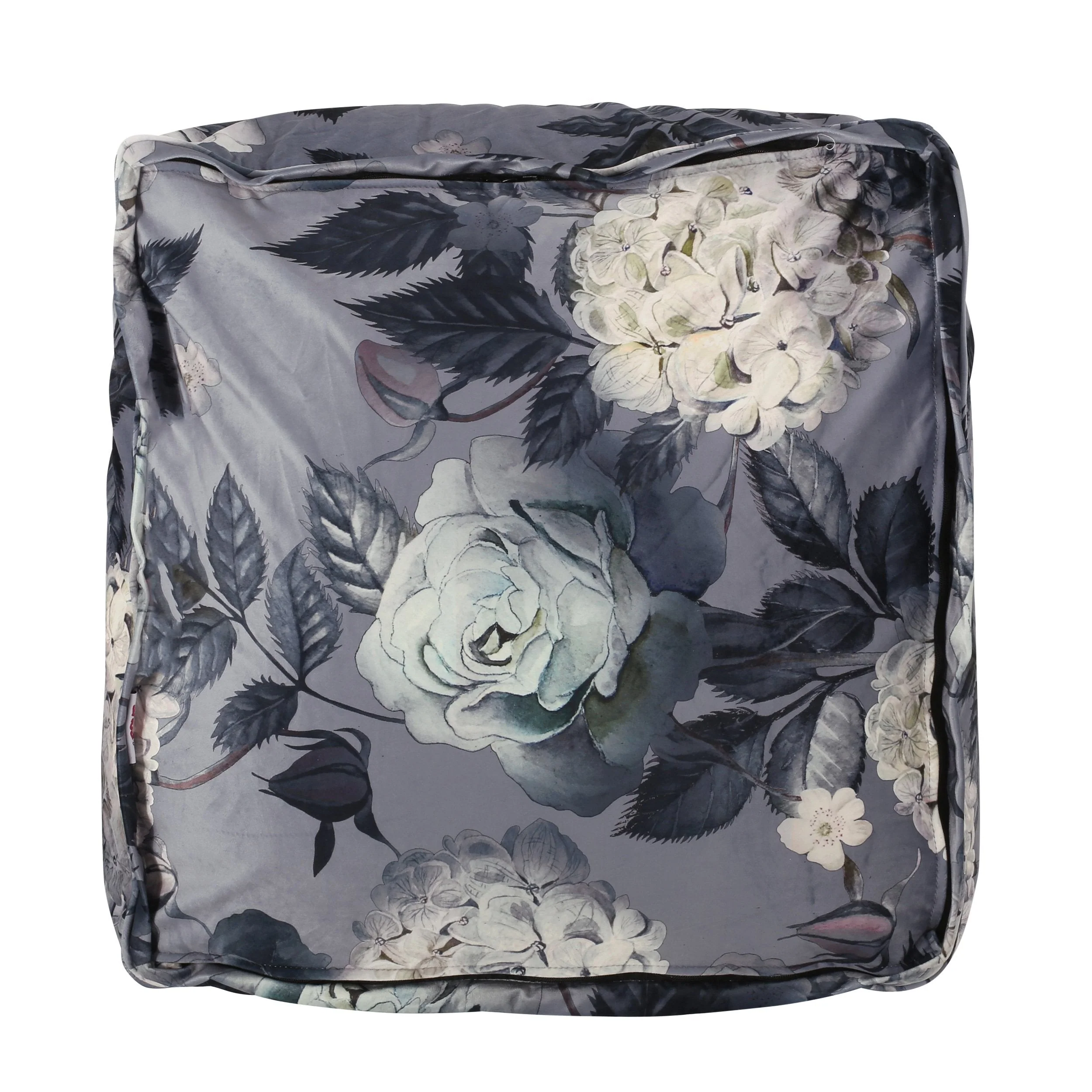 Traditional Fabric Flower Print Pouf - NH105413