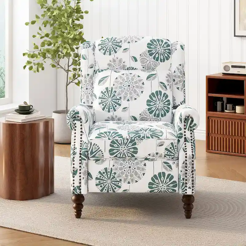 Upholstered Recliner with Wing Back