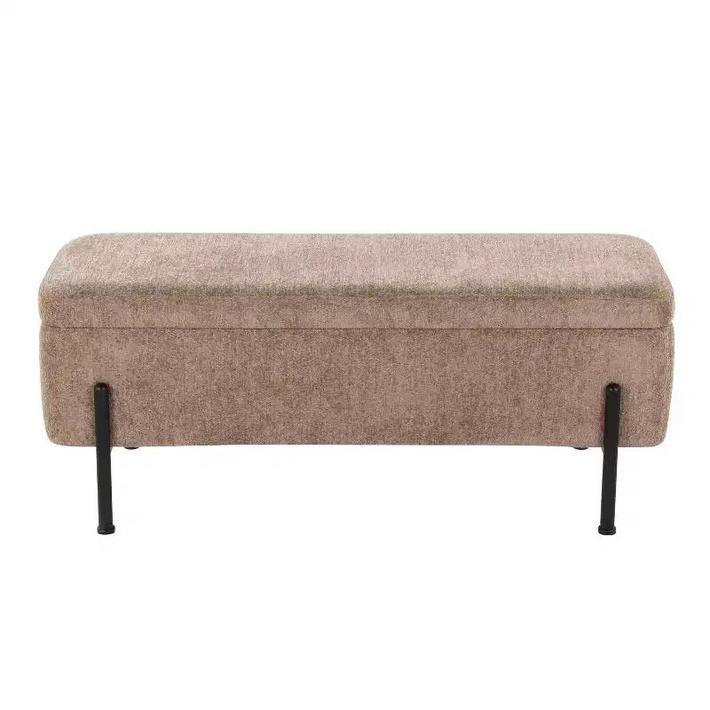LumiSource Daniella Bench Black Steel/Brown Fabric