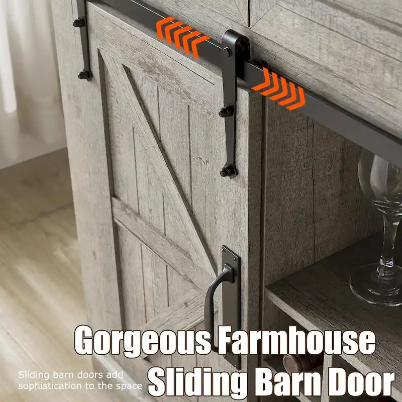 Farmhosue Bar Cabinet, Kitchen Buffet, Coffee Bar Sideboard Table - N/A