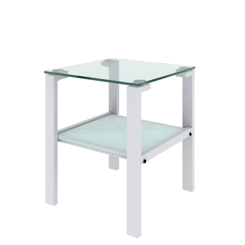 Glass two layer tea table, small round table, corner table, living room side table