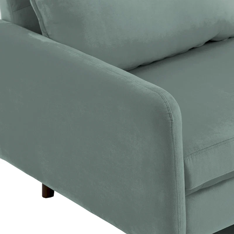 Modern Loveseat Velvet Wood Legs Sofa