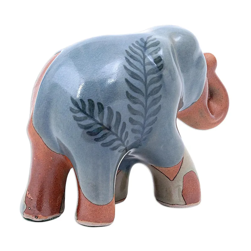 Novica Handmade In The Jungle Celadon Ceramic Sculpture