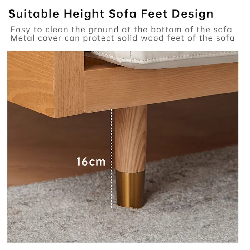 JASIWAY Modern 3-Seat Upholstered Cotton Linen Sofa,Beige