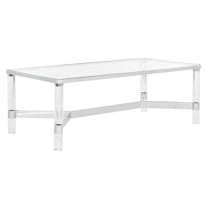 Glass and Acrylic Coffee Table with Chrome Frame - 47