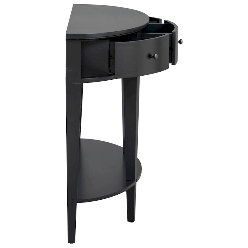 Modern Curved Console Table Sofa Table,3 drawers,1 Shelf,Black
